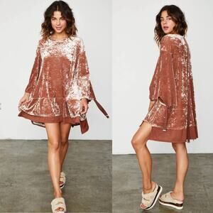 We Are HAH PHAHt City Mini Dress in Rose Gold Crushed Velvet Women’s XS $248